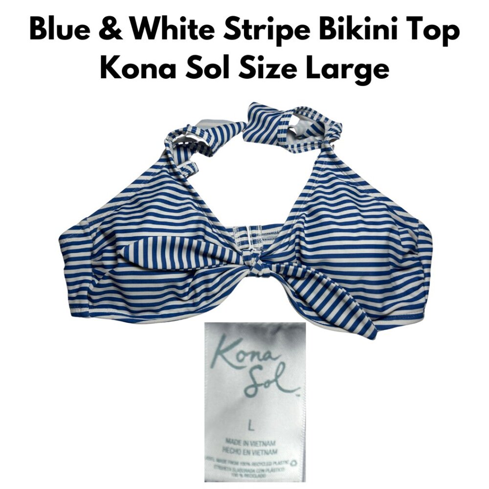Kona Sol Bikini Top Blue & White Stripe